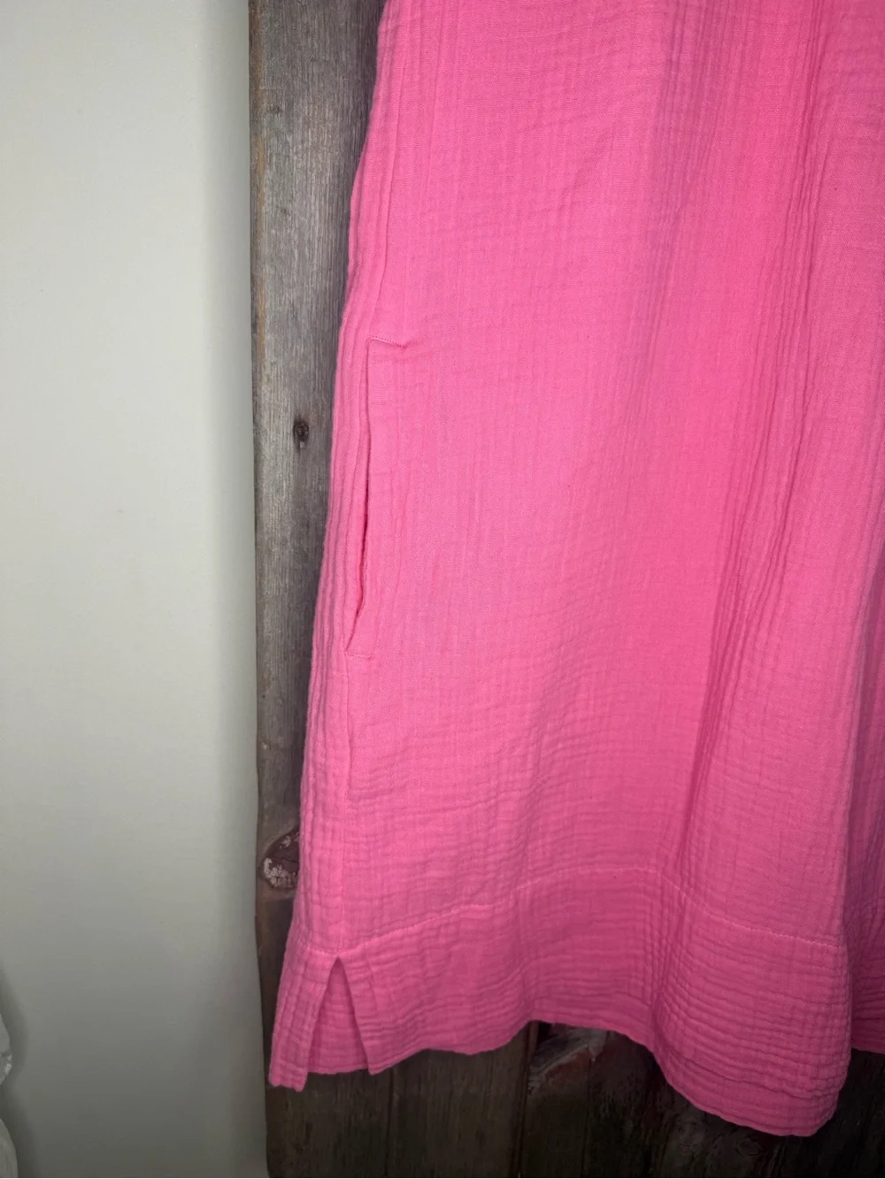 J. Crew V Neck Shirt Dress in Cotton Gauze Tea Rose Pink Large